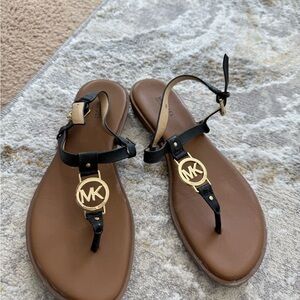 Michael Kors Black and Tan Women's Sandals
